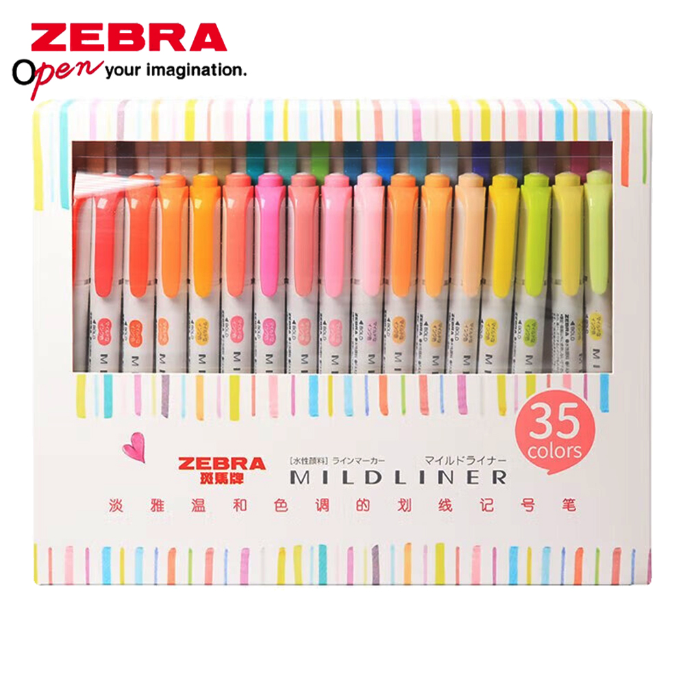 Zebra Pen Mildliner - 35-Farben-ZEBRA Mildliner Highlander-Set, weicher, doppelseitiger WKT7-Markierungsstift