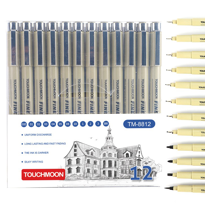 Copic Marker Sketch - Pigment-Liner mit 12 Spitzen, Mikron-Tintenmarkierungsstift für