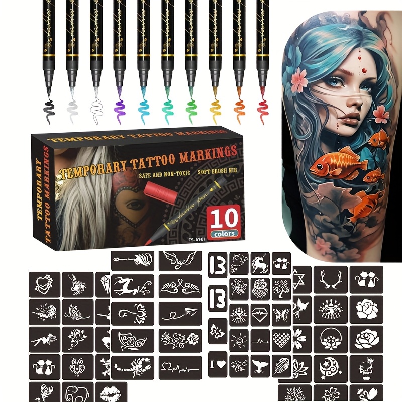 Copic Marker Sketch - Temporäres Tattoo-Marker-Set 10 Farben mit 59