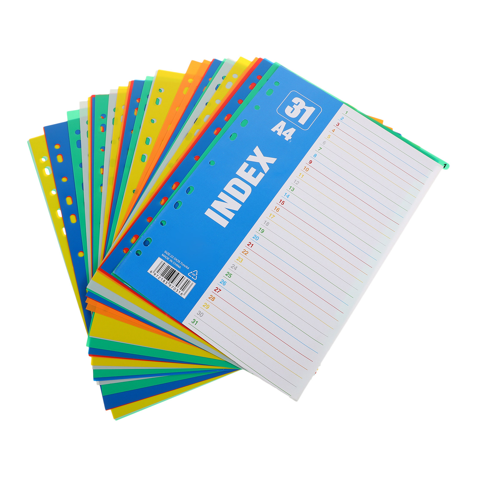 Tab Divider A4 - 1 Set A4 11-Loch Kunststoff-Indextrennblätter, nummeriert