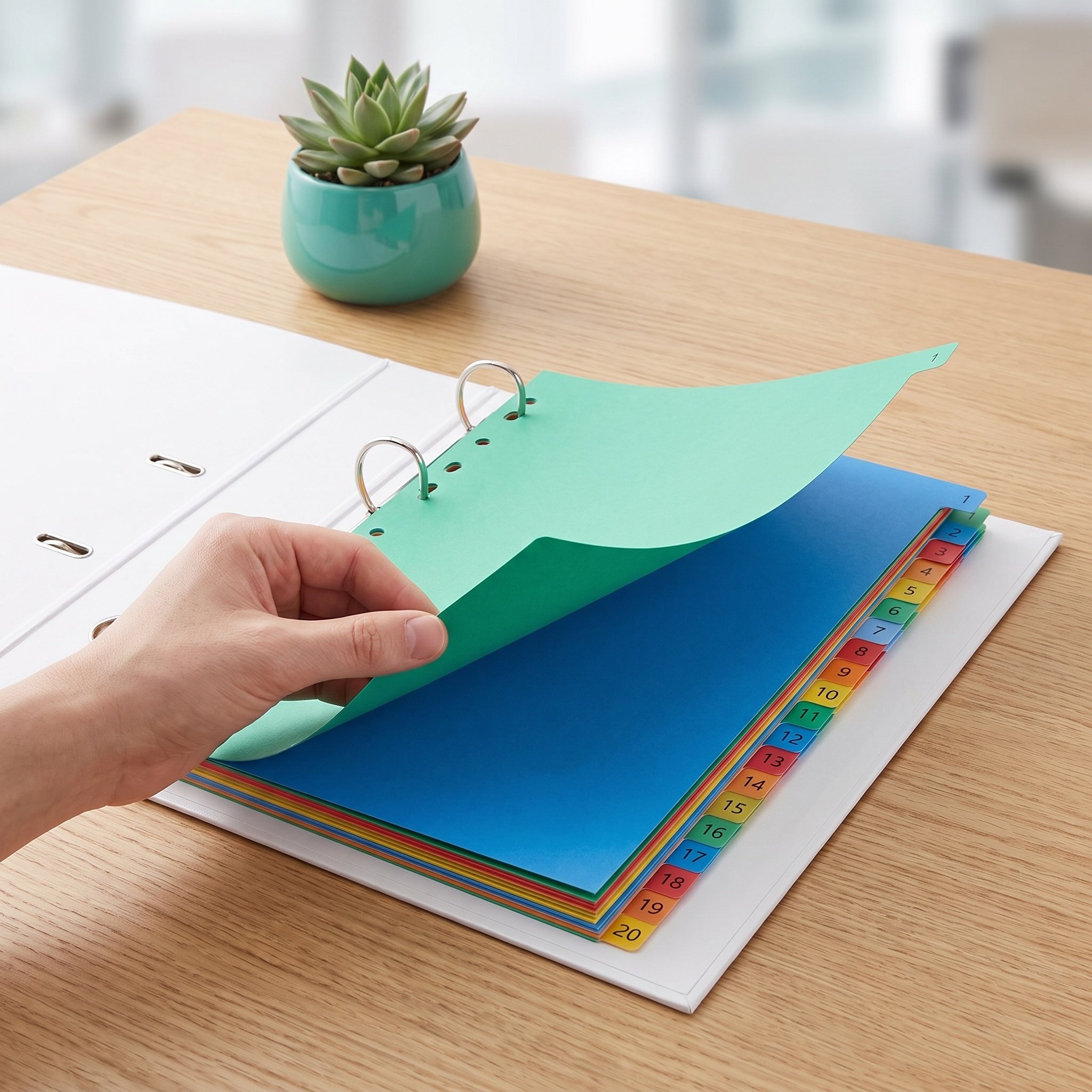 Tab Divider A4 - 20-seitige, farbcodierte Kunststoff-Trennblätter im A4-Format mit