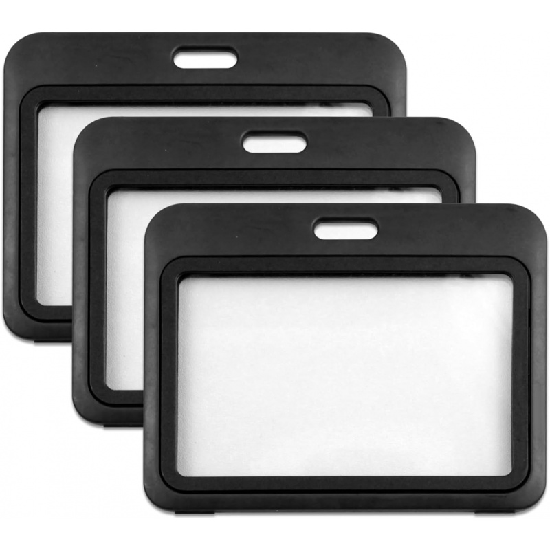 Index Card Holder - 3er-Pack horizontale Ausweishüllen aus Hartplastik –